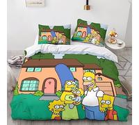 LENTLY I Simpson Set Copripiumino Biancheria Da Letto in Microfibra 3D Stampa Motivo,Morbido E Confortevole,per Ragazzi E Ragazze Copripiumini King(220x240cm)