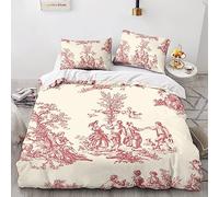 LENTLY Motivo di Toile De Jouy Copripiumino 3D Stampato Con Federe, Bedding Set Con Copripiumini Chiusura A Cerniera, Morbida Microfibra Quilt Cover King(220x240cm)