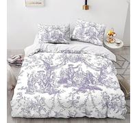 LENTLY Motivo di Toile De Jouy Set Di Biancheria Da Letto Con Stampa Di 3D, Copripiumino Con Cerniera, Incluso Copripiumino E Federe, Biancheria Da Letto Per Ragazzi E Ragazze Double(200x200cm)