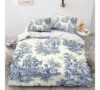 LENTLY Motivo di Toile De Jouy Set Di Biancheria Da Letto Per Con Stampa 3D, Copripiumino Con Cerniera, Incluso Federe, Biancheria Da Letto Copripiumini Per Ragazzi E Ragazze King(220x240cm)