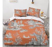 LENTLY Motivo di Toile De Jouy Set Di Biancheria Da Letto Per Con Stampa 3D, Copripiumino Con Cerniera, Incluso Federe, Biancheria Da Letto Copripiumini Per Ragazzi E Ragazze King(220x240cm)