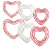 Lenwen 6 galleggianti gonfiabili per piscina a forma di cuore, 109,2 cm/78,7 cm, con glitter, a forma di cuore, per feste di addio al nubilato, decorazioni estive per matrimoni, feste di fidanzamento