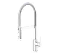 Lenz ALUNA 46070502, Rubinetto Miscelatore per Lavello, Cromato | Doccetta a molla, orientabile a 360°, supporto magnetico, cartuccia in ceramica, fissaggio rapido, altezza 47,5 cm, 46070502