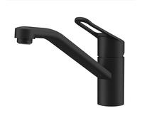Lenz Mila 46060651 - Rubinetto da cucina in nero opaco, altezza comoda e orientabile a 180°, con fissaggio rapido, superficie anti-impronte, ugello miscelatore di marca e cartuccia in ceramica