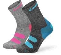 Lenz Outdoor 1.0 Calzini - Confezione da 2, grigio-rosa-blu, taglia 35 36 37 38 per maschi