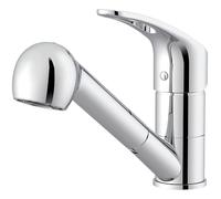 Lenz Rubinetto da cucina a bassa pressione KELA in cromo - Doccetta estraibile con 2 tipi di getto, vie d'acqua senza nichel - per sottopiano o caldaie senza pressione - 44840302