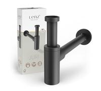 Lenz Sifone JURI di design per tutti i lavandini comuni - Tipo 1 1/4" - Tubi extra lunghi e adattabili - Apertura di pulizia e antiodore - Superficie anti-impronte - Nero opaco - 46090051
