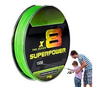 Lenza da pesca intrecciata Super Power con bordo verde fluorescente | 164 Yards Zero Stretch Long Casting Lenza da pesca per pesca con esca, acqua salata e acqua dolce
