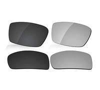 LenzReborn Lente polarizzata di ricambio per occhiali da sole Oakley Gascan OO9014 - Altre opzioni, nero scuro + grigio argento, Taglia unica