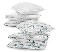 Lenzuola Bambini Set Completo con Piumino e Cuscino 100x135 cm | Copripiumino 4 pezzi Federa 40x60 cotone cerniera per bimbo bimba neonato certificato Oeko-Tex Culla Africa