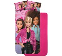CARTOON Completo lenzuola Barbie per bambini set 3 pezzi adatto letto singolo sotto lenzuola con angoli lenzuola e federa in 100% cotone