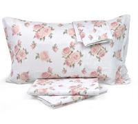 Lenzuola Caleffi Roseto Corallo completo letto Matrimoniale cotone 100%
