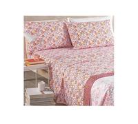 Caleffi Lenzuolo singolo (Sopra lenzuolo 160X280 + lenzuolo inferiore 90x200x25 + 1 federe 50x80) cotone 100% Mirta corallo