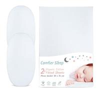 Lenzuola Carrozzina Neonato 30x76 Cm - 100% Cotone Biologico Completamente Naturali Set Di 2 Bianco Lenzuola Navicella Neonato