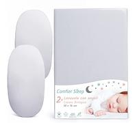 Lenzuola Carrozzina Neonato Con Angoli 100% Cotone Biologico Completamente Naturali 30x76 cm Grigio Set di 2 Lenzuola Navicella Neonato Adatte Alla Maggior Parte Delle Marche di Culle e Carrozzine