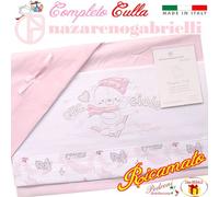 Lenzuola Carrozzina Neonato 75x40 cm Cotone Set 3 Pezzi Rosa Orsetto Cucciolo NG