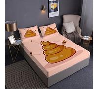 Lenzuola Con Angoli Cacca Ridere Design Set Biancheria Letto Novità Umoristica Cacca Che Ride,1 Lenzuola Con Angoli E 2 Federe (3PCS) O Piumino (4PCS) (D,King-3PCS)