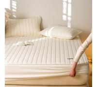 Lenzuola con angoli e federe, lenzuolo con angoli da uomo beige bianco tinta unita con motivo scozzese poliestere cotone 180,3 cm L x 221 cm L