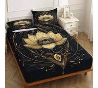 Lenzuola con Angoli Matrimoniale 90 x 200 cm Modelli di mandala Microfibra Morbida Lavabile oro Stampa Lenzuolo Sotto per Materassi fino a 25 cm