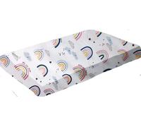Lenzuola con angoli per lettino, 100% cotone, 140 x 70 cm, adatte per lettino da viaggio Hauck Sleep N Play, Dream N Play, cotone ultra morbido e traspirante, stampa arcobaleno per bambina