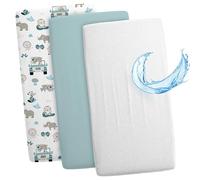 Lenzuola con angoli per passeggino: Set di 3: 120 x 60 cm - 2 lenzuola + 1 coprimaterasso impermeabile - Accessori per lettino per culla co-sleeping carrozzina Orsi di peluche