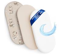Lenzuola con angoli per passeggino Set di 3: 33x72 cm - 2 lenzuola + 1 coprimaterasso impermeabile - Accessori per lettino per culla co-sleeping carrozzina 33 x 72