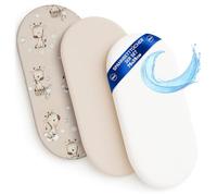 Lenzuola con angoli per passeggino Set di 3: 35x75 cm - 2 lenzuola + 1 coprimaterasso impermeabile - Accessori per lettino per culla co-sleeping carrozzina 35 x 75
