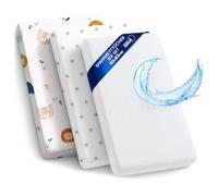 Lenzuola con angoli per passeggino Set di 3: 50x83 cm - 2 lenzuola + 1 coprimaterasso impermeabile - Accessori per lettino per culla co-sleeping carrozzina 50 x 83