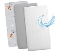 Lenzuola con angoli per passeggino Set di 3: 50x83 cm - 2 lenzuola + 1 coprimaterasso impermeabile - Accessori per lettino per culla co-sleeping carrozzina 50 x 83
