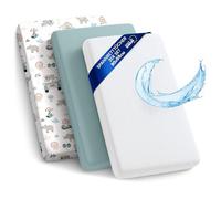 Lenzuola con angoli per passeggino Set di 3: 55x90 cm - 2 lenzuola + 1 coprimaterasso impermeabile - Accessori per lettino per culla co-sleeping carrozzina 55 x 90