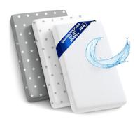 Lenzuola con angoli per passeggino Set di 3: 55x90 cm - 2 lenzuola + 1 coprimaterasso impermeabile - Accessori per lettino per culla co-sleeping carrozzina 55 x 90