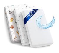 Lenzuola con angoli per passeggino Set di 3: 55x90 cm - 2 lenzuola + 1 coprimaterasso impermeabile - Accessori per lettino per culla co-sleeping carrozzina 55 x 90