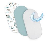 Lenzuola con angoli per passeggino: Set di 3: 75 x 35 cm - 2 lenzuola + 1 coprimaterasso impermeabile - Accessori per lettino per culla co-sleeping carrozzina Orsi di peluche
