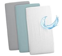 Lenzuola con angoli per passeggino: Set di 3: 83 x 50 cm - 2 lenzuola + 1 coprimaterasso impermeabile - Accessori per lettino per culla co-sleeping carrozzina Orsi di peluche