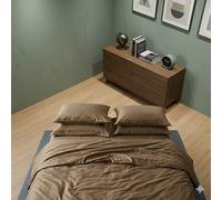 Lenzuola-copriletto 2 piazze in raso Galizzi Mikado melange Noisette