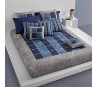 Lenzuola-copriletto completo in percalle Carrara MODULE blue