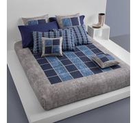 Lenzuola-copriletto completo in percalle Carrara MODULE blue