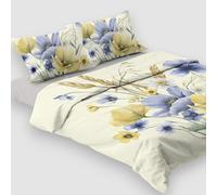 Lenzuola-copriletto matrimoniali in raso Lien floreale giallo