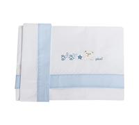Lenzuola Culla Picci Mami set 3pz Ricamato Cod.61.18 Var 03 Bianco Celeste
