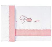 Lenzuola Culla Picci Space Set 3pz Ricamato Cod.PC612901 Var 01 Bianco Rosa