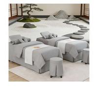 Lenzuola da massaggio di lusso in cotone e lino Copriletto spesso da 4 pezzi per salone di bellezza, copertura per fumigazione traspirante, federa per go grigio. Square bedside 190*80cm (74.8*31.5in)