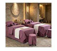 Lenzuola da massaggio in cotone e lino premium Set da 4 pezzi Copriletto per salone di bellezza in tinta unita spesso, Copriletto spa resistente alle rughe Viola Square bedside 185*80cm(72.8*31.5in）