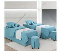 Lenzuola da massaggio in lino naturale di cotone premium a 4 pezzi, copriletto per salone di bellezza, copertura spa traspirante Sky Blue Square bedside 190 * 80cm (74.8 * 31.5in)