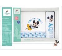 Lenzuola Disney Completo Culla Lettino Neonato Mickey Mouse Topolino 100% Cotone