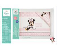 Lenzuola Disney Completo Culla Lettino Neonato Minnie 100% Cotone