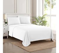 Lenzuola doppie, traspiranti e lussuose con cinghie angolari completamente elastiche e sicure integrate - 1800 Supreme Collection - Set di biancheria da letto extra morbide e profonde - Doppia, colore: Bianco