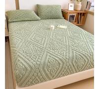 Lenzuola Elastiche, Lenzuola in Flanella E Velluto per Letto King Size, Copriletto Invernale Super Morbido E Caldo, Fodera Protettiva per Lenzuolo Soffice per Tutti I Letti(Green,78.74*86.61in)