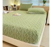 Lenzuola Elastiche, Lenzuola in Flanella E Velluto per Letto King Size, Copriletto Invernale Super Morbido E Caldo, Fodera Protettiva per Lenzuolo Soffice per Tutti I Letti(Green,47.24*78.74in)