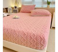 Lenzuola Elastiche, Lenzuola in Flanella E Velluto per Letto King Size, Copriletto Invernale Super Morbido E Caldo, Fodera Protettiva per Lenzuolo Soffice per Tutti I Letti(Pink,47.24*78.74in)