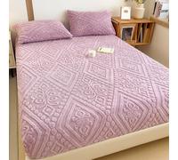 Lenzuola Elastiche, Lenzuola in Flanella E Velluto per Letto King Size, Copriletto Invernale Super Morbido E Caldo, Fodera Protettiva per Lenzuolo Soffice per Tutti I Letti(Purple,35.63*78.74in)
